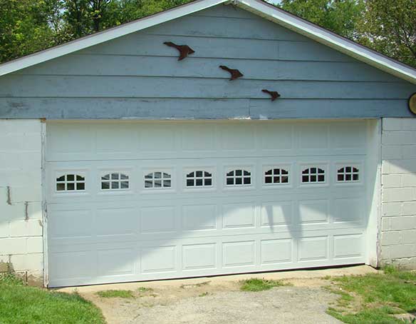 Garage with wooden ducks